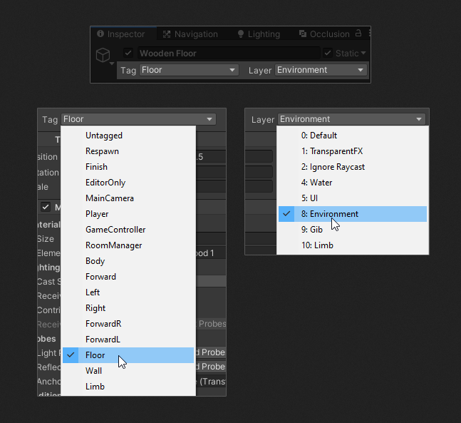 setting the layer and the tag